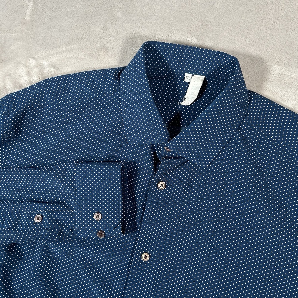 State & Liberty Shirt Mens 2XL Blue Geometric AOP Stretch Performance Athletic